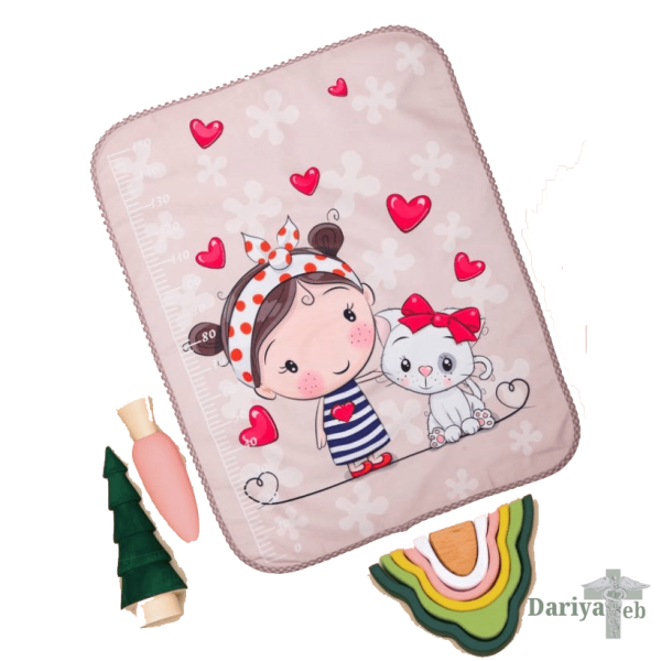 زیرانداز تعویض مخمل طرح دختر و گربه