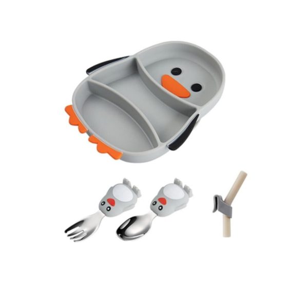 ست ظرف غذا کودک 4 تکه مدل پنگوئن